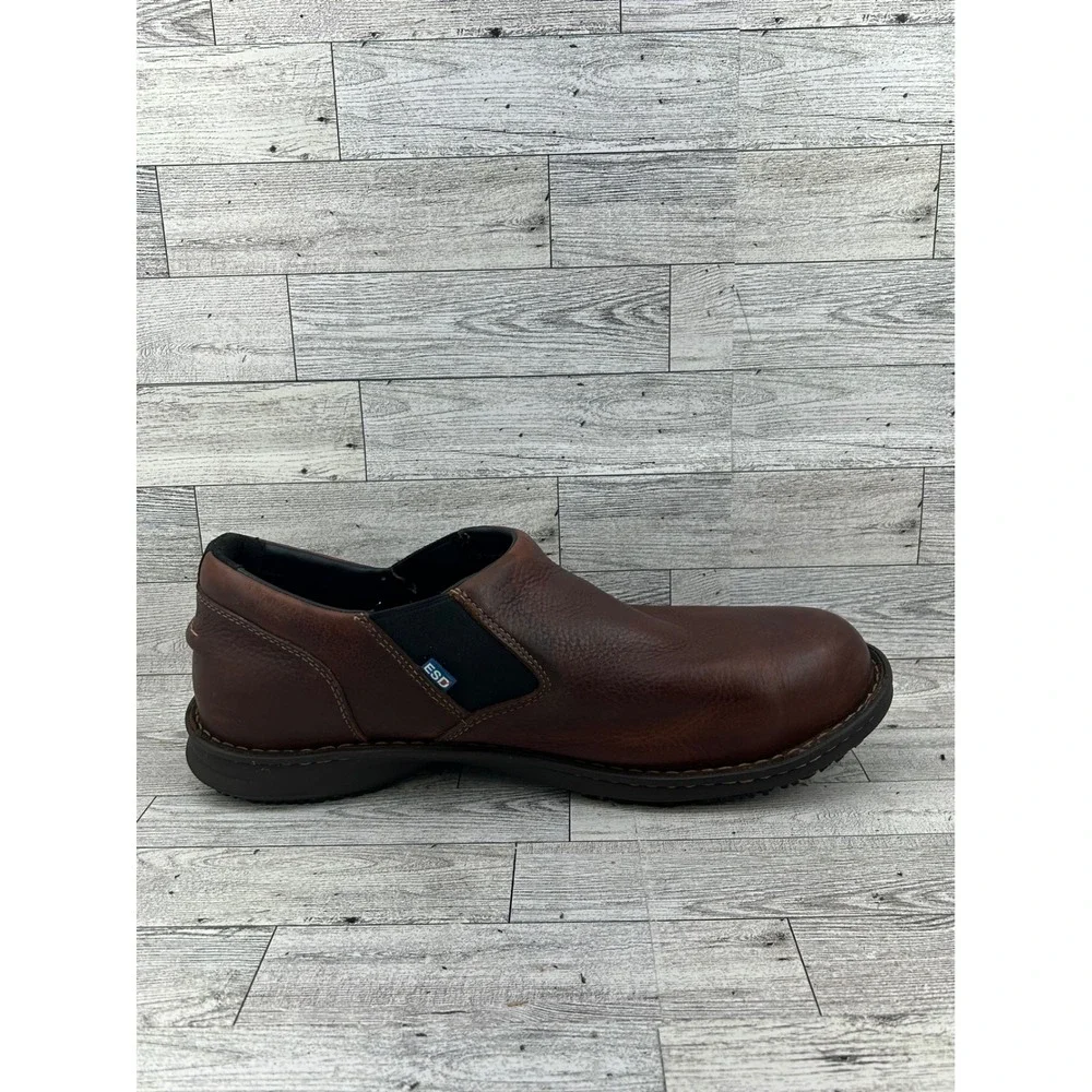 Timberland PRO Slip On Leather ESD Work Shoes Mens 14W‎ Brown Slip Resistant